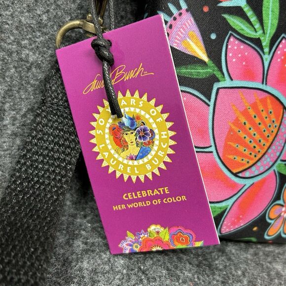 Laurel Burch Wristlet Colorful Floral Soft Neoprene Texture Detachable Strap NEW - Picture 2 of 10